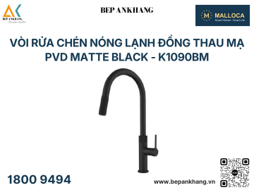 Vòi rửa chén nóng lạnh đồng thau mạ PVD Matte Black - K1090BM